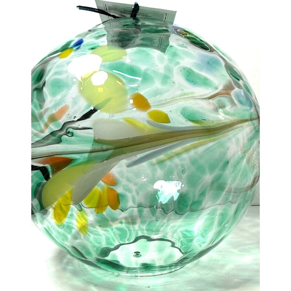 Poland HandBlown Glass Art Glass Sphere Globe Flawless Confetti Original Tag 7 i